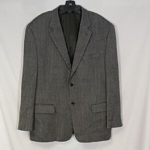 EUC Joseph & Feiss Gold Lambswool Gray Two-Button Coat Size 46 Regular